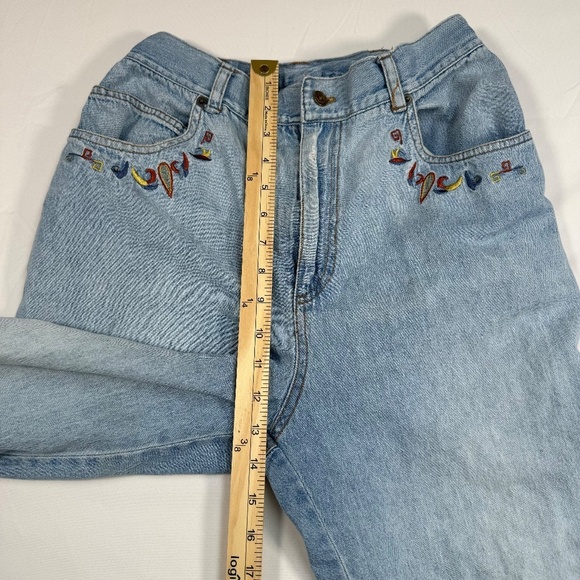Saint Germain Boyfriend Mom Jeans Womens Sz L Light Blue High Rise Embroidered - Picture 8 of 14